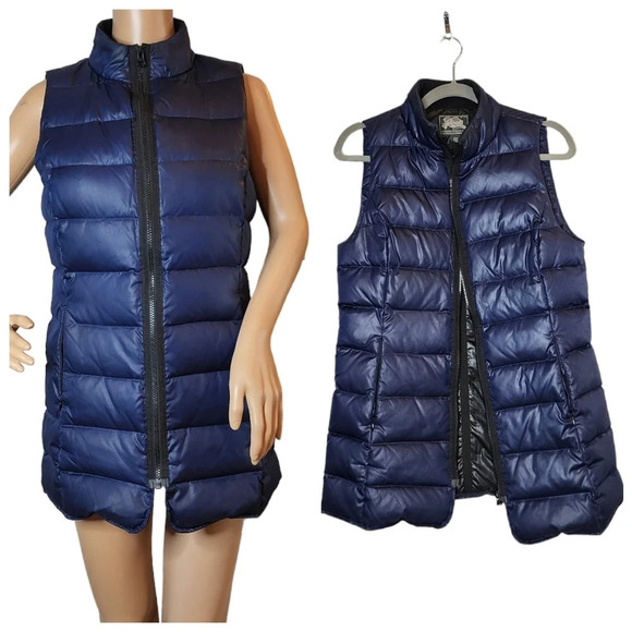 Roots Canada duck down/feathers navy blue long puffer vest. Women's size small. - Picture 1 of 16